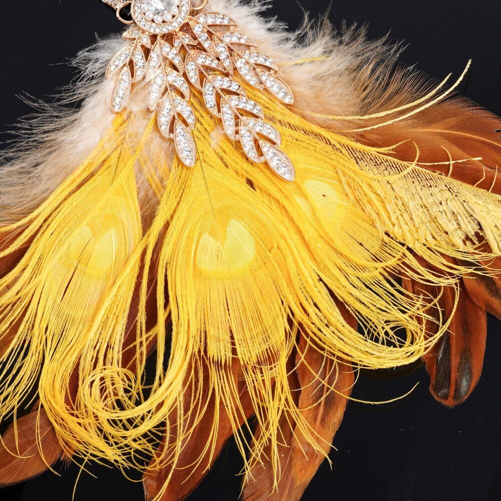 2597 1920s Flapper Feather Headband Roaring 20s Gatsby Headpiece 1920s - Picture 6 of 7